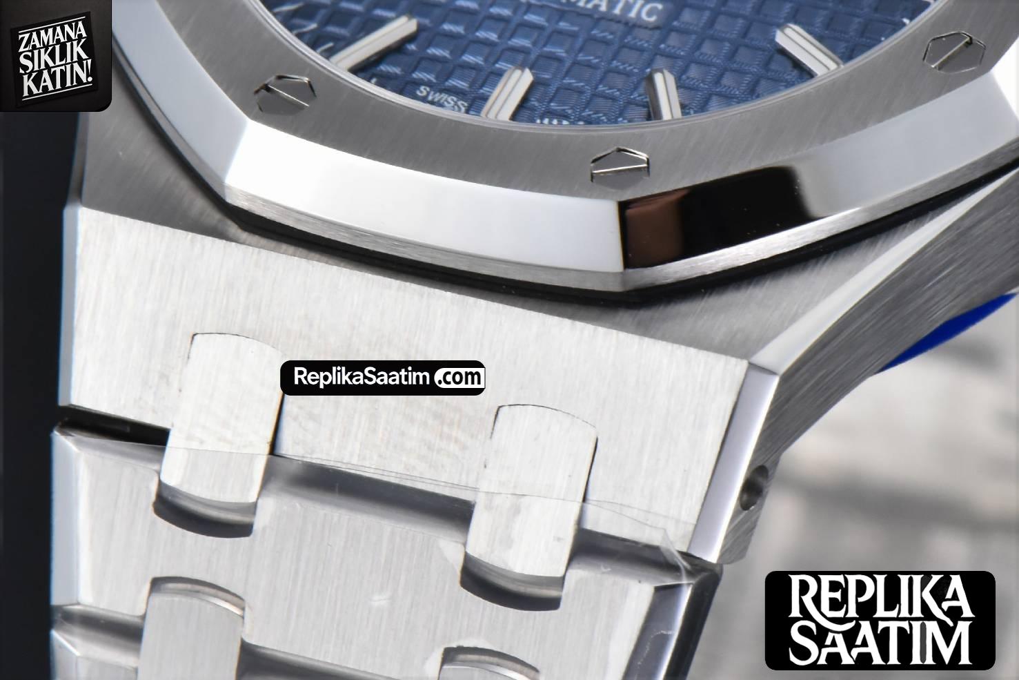 Royal Oak 37mm 15450 ZF Blue Textured Dial SS Bracelet SA3120 Super Clone -09