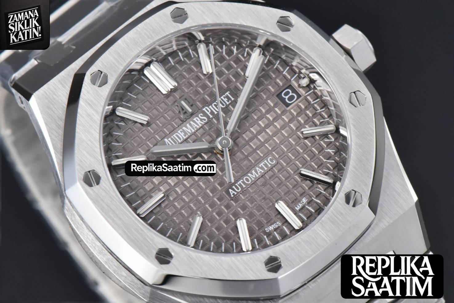 Royal Oak 37mm 15450 ZF Gray Textured Dial SS Bracelet SA3120 Super Clone -11