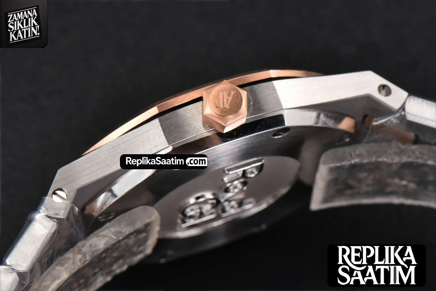 Royal Oak Ladies 33mm RG/SS 8F Diamond White Dial RG/SS Bracelet Swiss Quartz -14