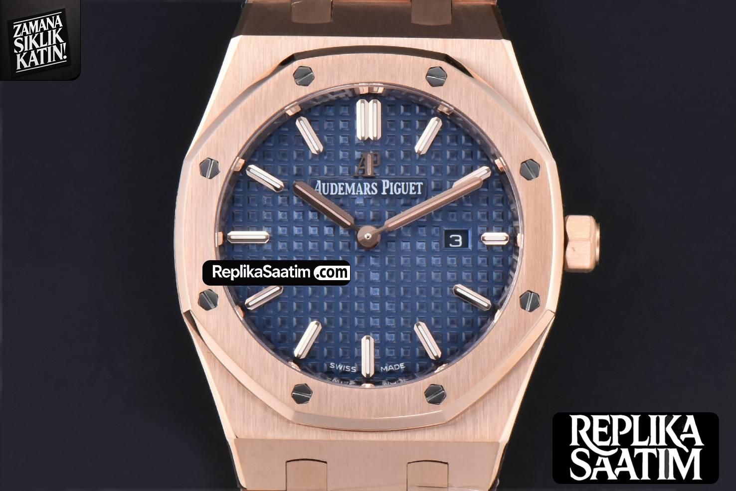 Royal Oak Ladies 67650OR 33mm ZF RG Blue Dial RG Bracelet Quartz -01
