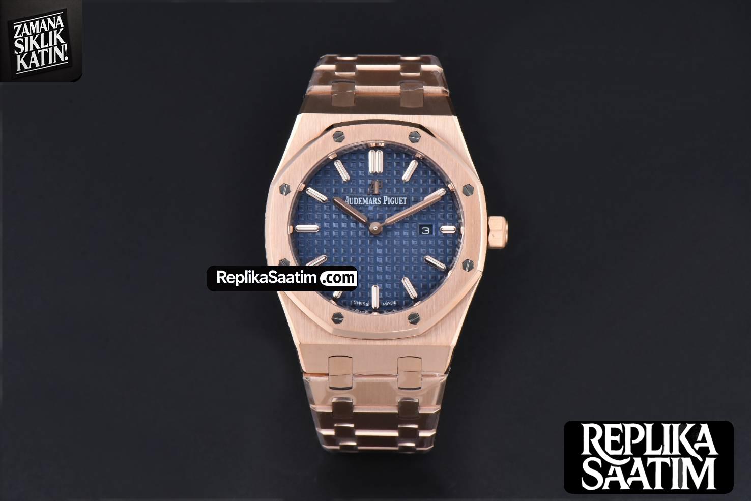 Royal Oak Ladies 67650OR 33mm ZF RG Blue Dial RG Bracelet Quartz -02