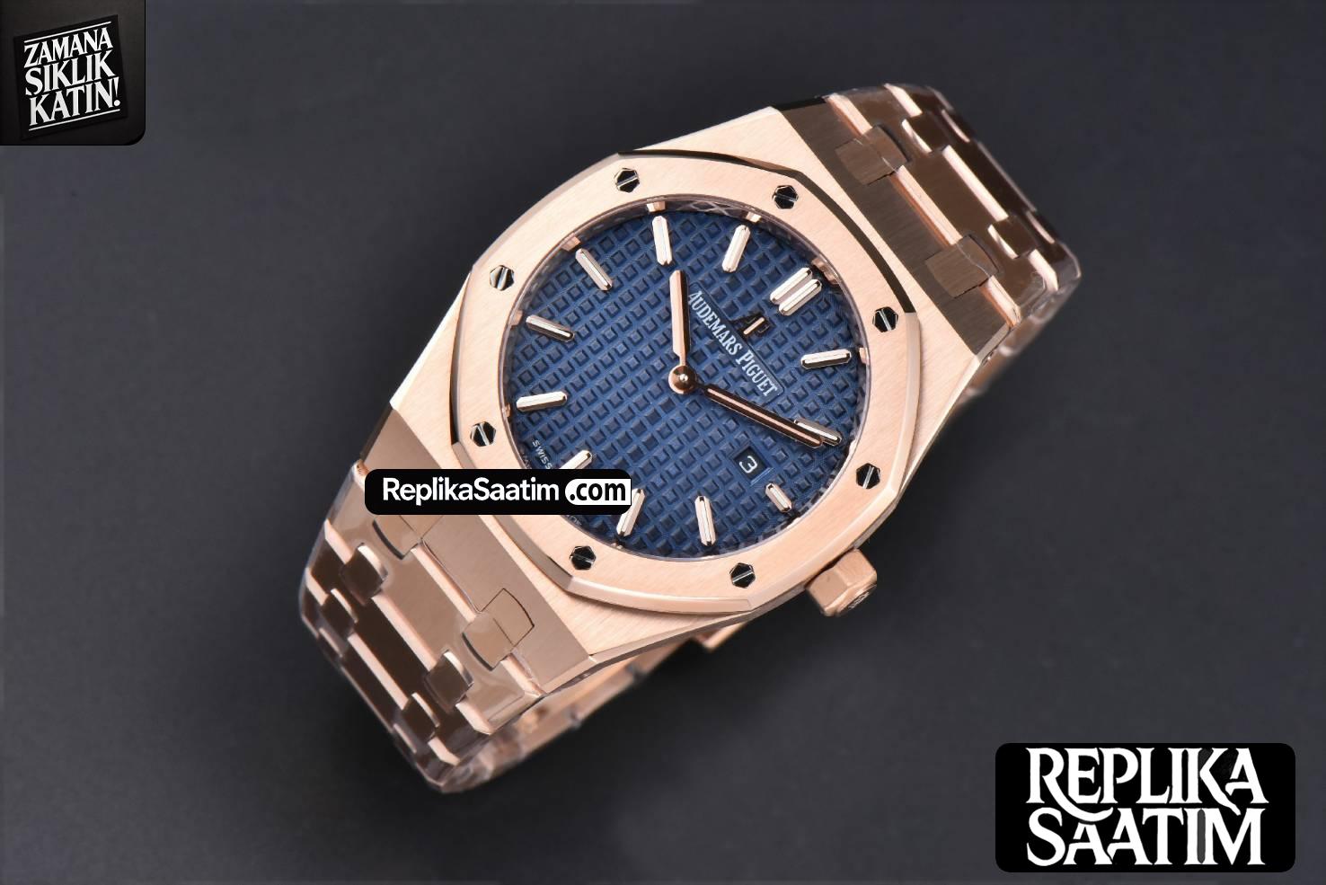Royal Oak Ladies 67650OR 33mm ZF RG Blue Dial RG Bracelet Quartz -03