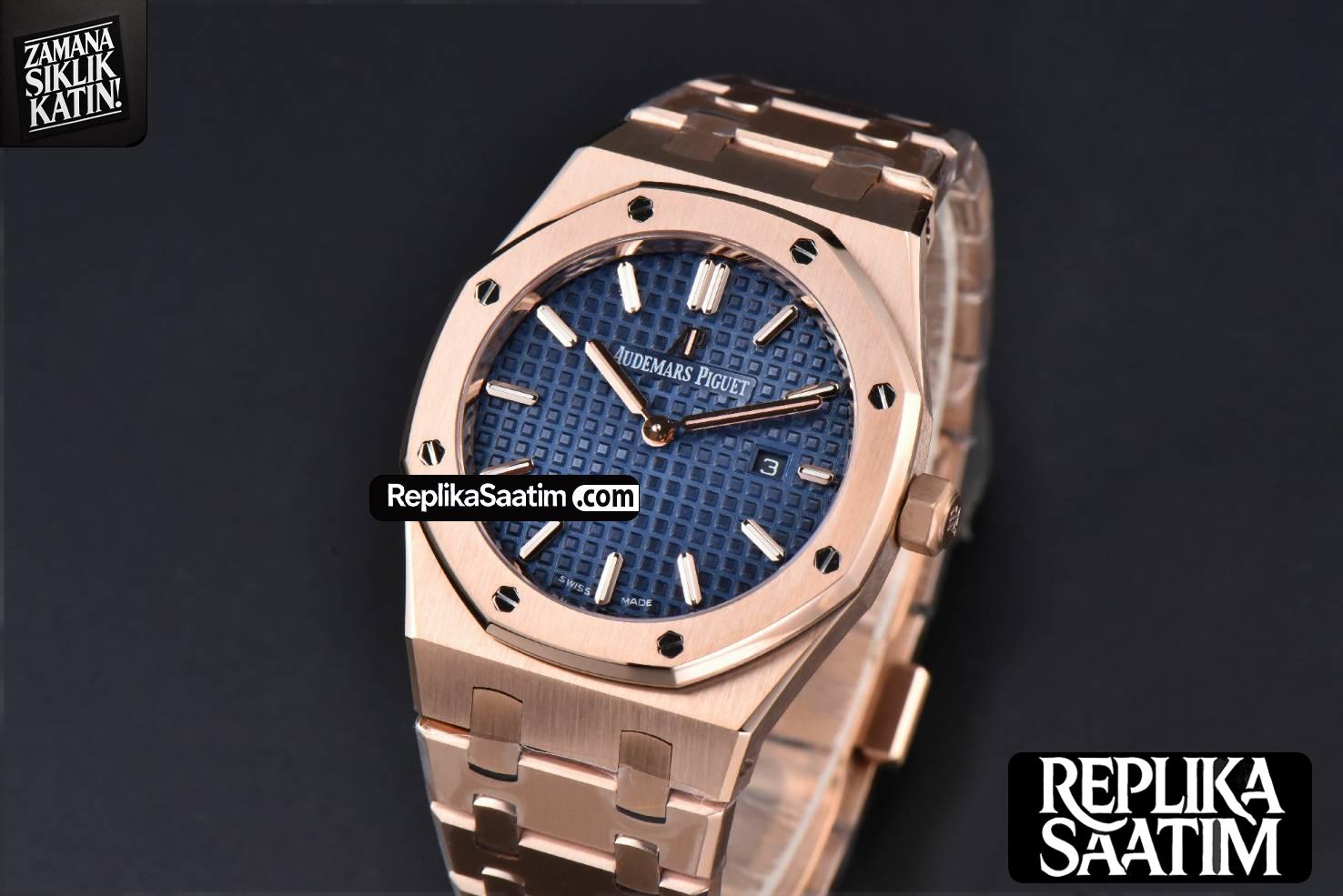 Royal Oak Ladies 67650OR 33mm ZF RG Blue Dial RG Bracelet Quartz -04