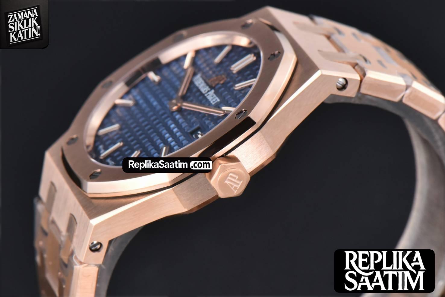 Royal Oak Ladies 67650OR 33mm ZF RG Blue Dial RG Bracelet Quartz -10