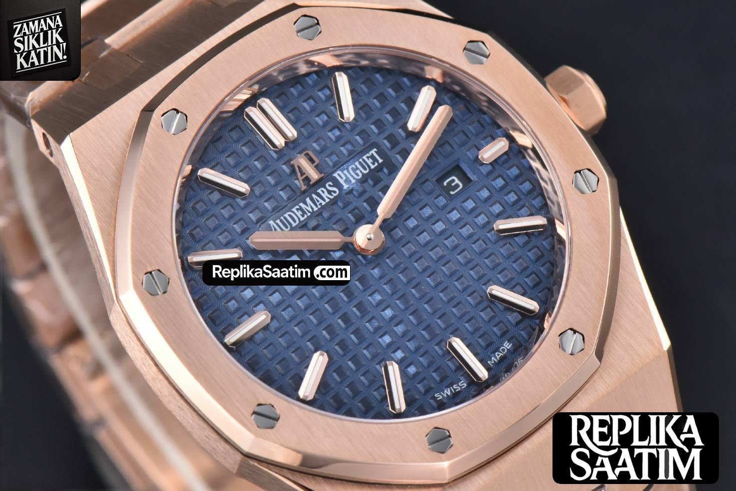 Royal Oak Ladies 67650OR 33mm ZF RG Blue Dial RG Bracelet Quartz -11