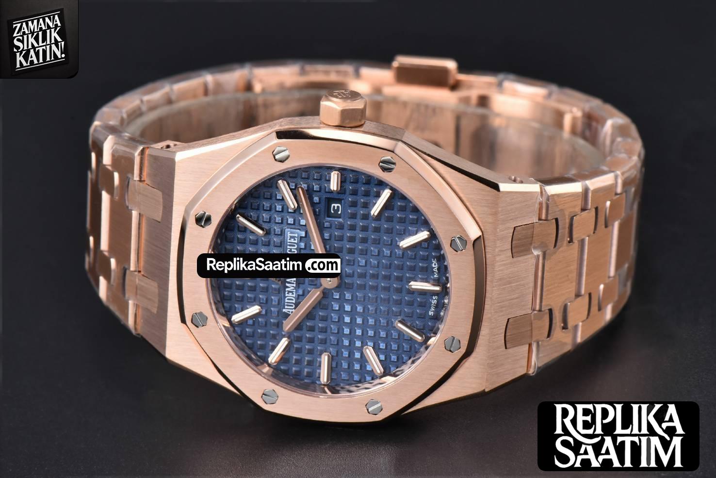 Royal Oak Ladies 67650OR 33mm ZF RG Blue Dial RG Bracelet Quartz -12