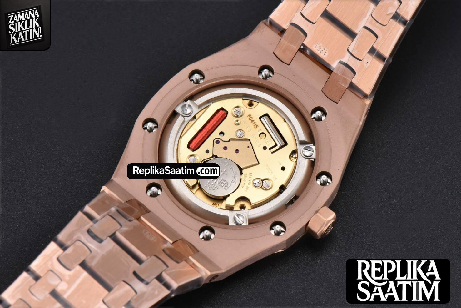 Royal Oak Ladies 67650OR 33mm ZF RG Blue Dial RG Bracelet Quartz -18