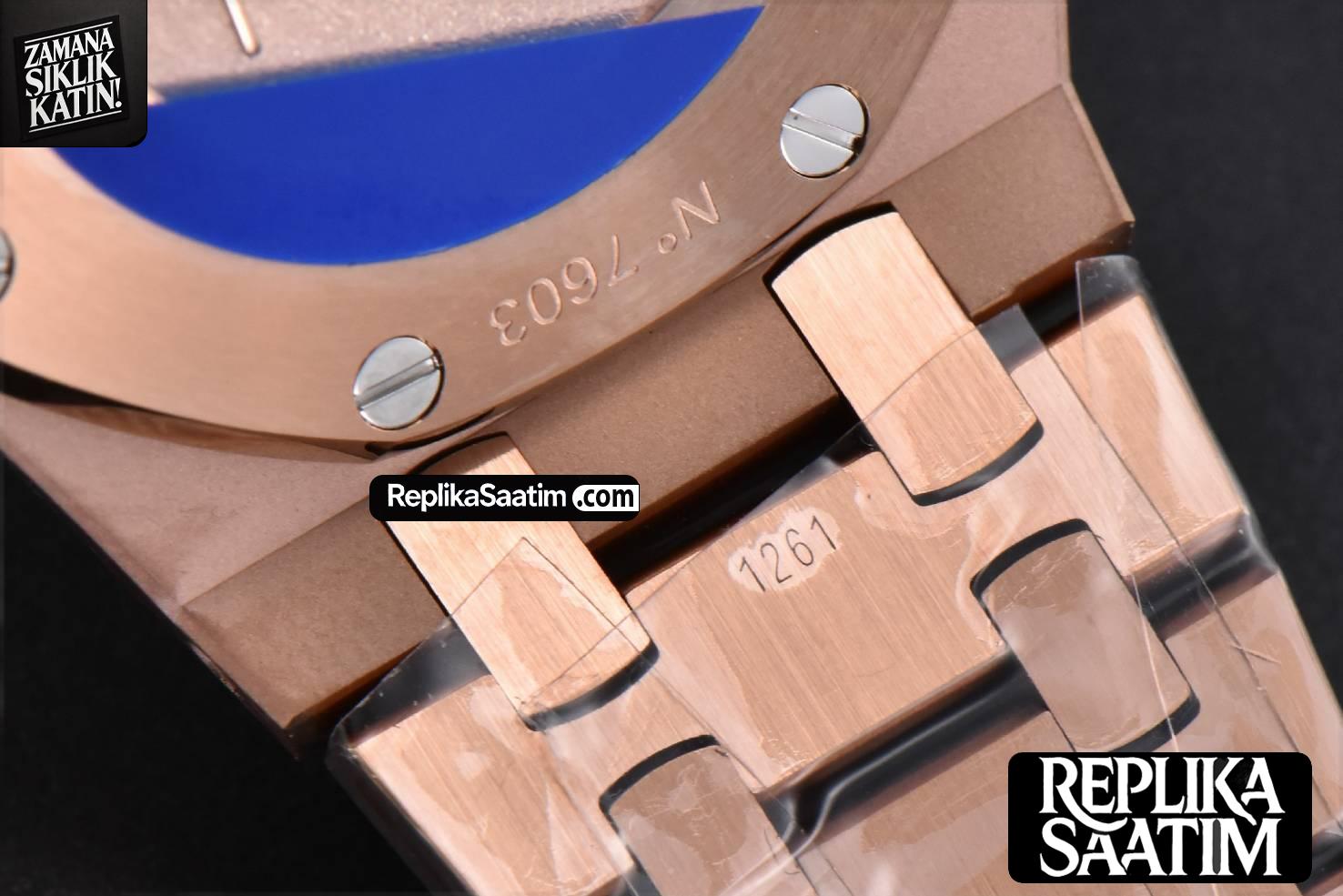 Royal Oak Ladies 67650OR 33mm ZF RG Blue Dial RG Bracelet Quartz -25