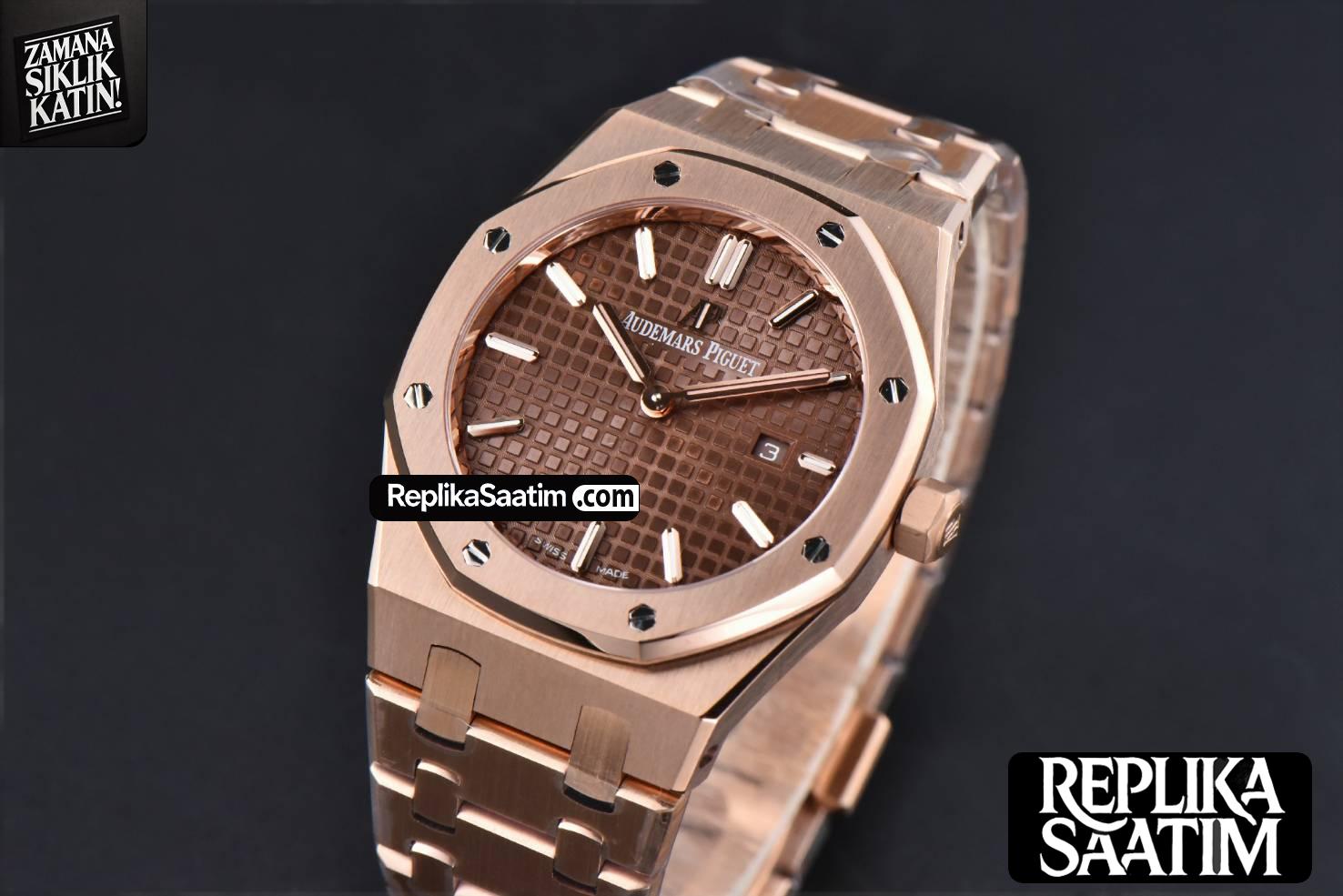 Royal Oak Ladies 67650OR 33mm ZF RG Chocolate Dial RG Bracelet Quartz -04