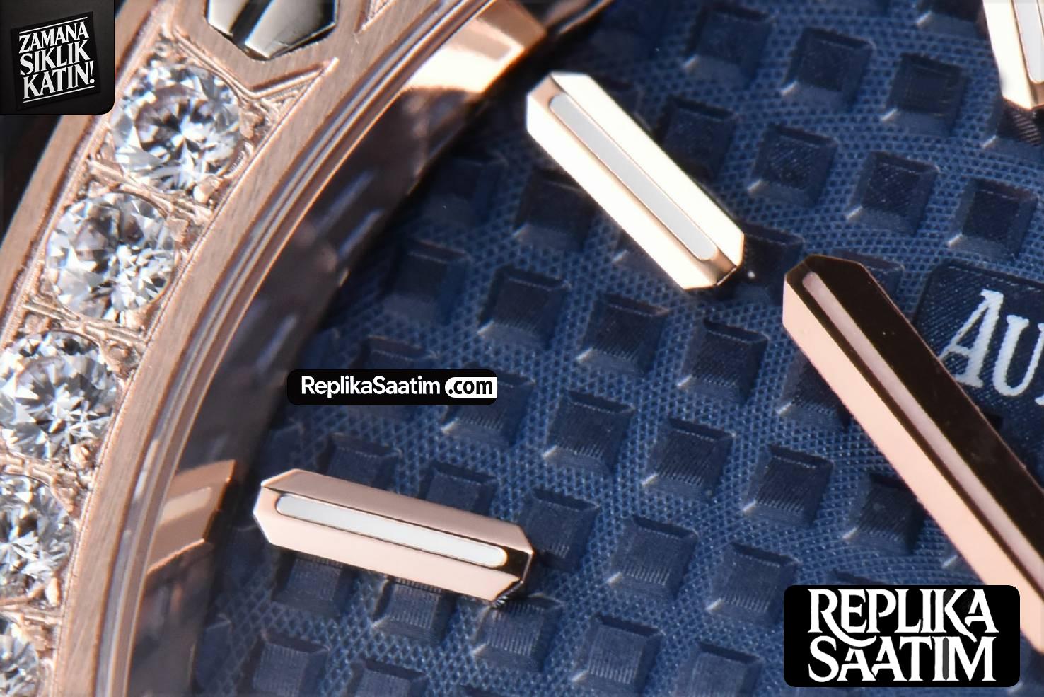 Royal Oak Ladies 67650OR 33mm ZF RG Diamond Blue Dial RG Bracelet Quartz -06