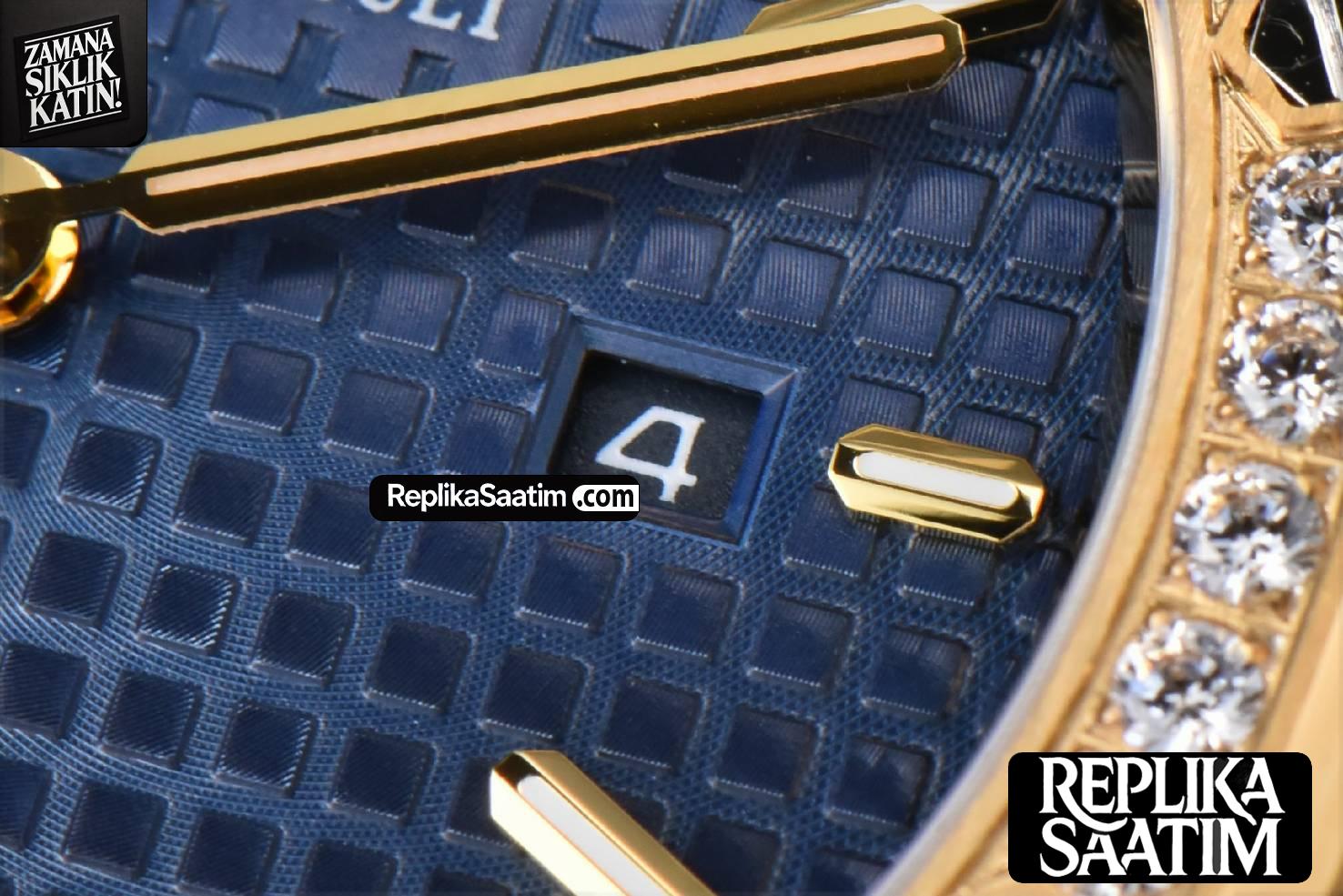 Royal Oak Ladies 67651BA 33mm ZF YG Diamond Blue Dial Blue Bracelet Quartz -07
