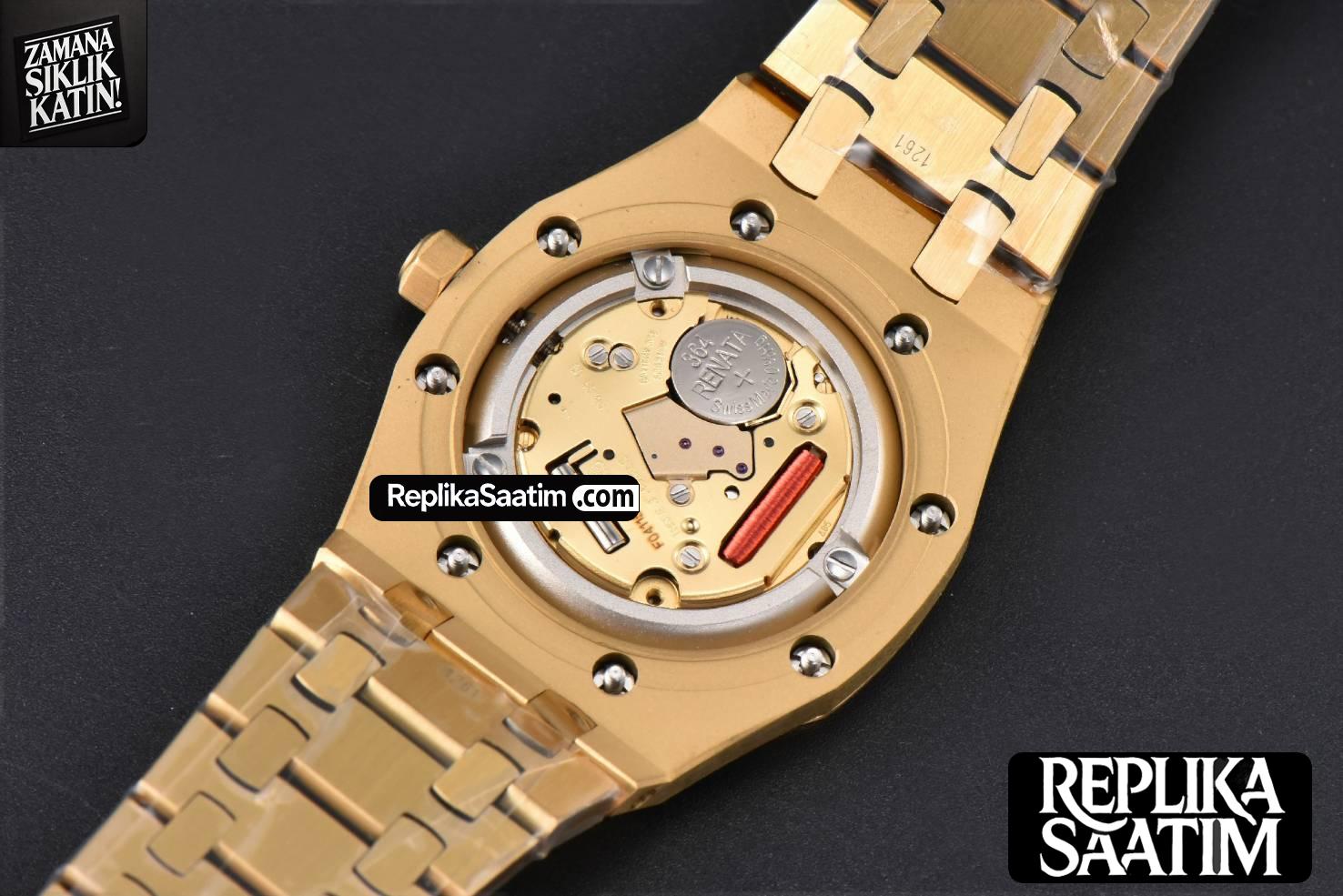 Royal Oak Ladies 67651BA 33mm ZF YG Diamond White Dial YG Bracelet Quartz -22