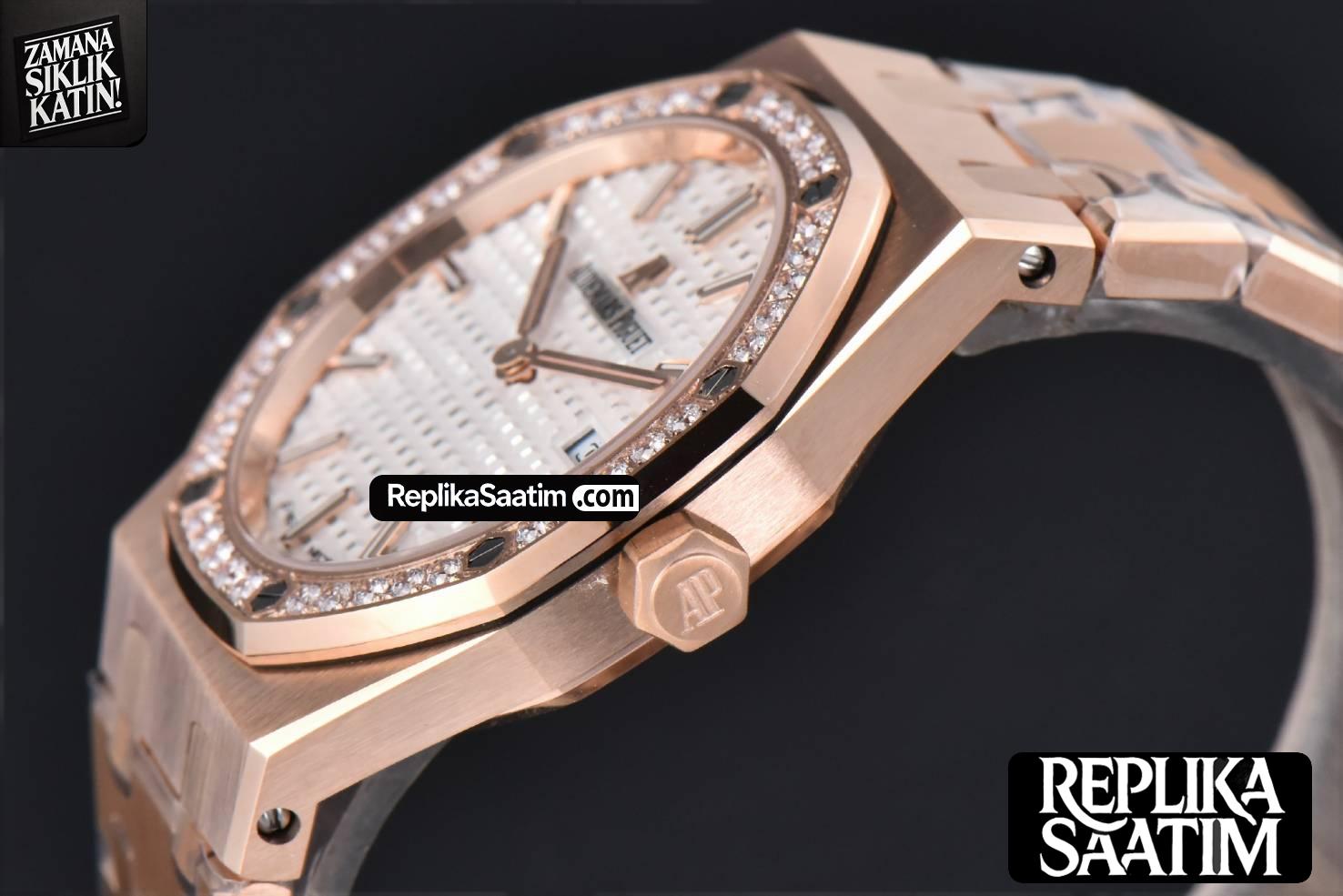 Royal Oak Ladies 67651OR 33mm ZF RG Diamond White Dial RG Bracelet Quartz -10