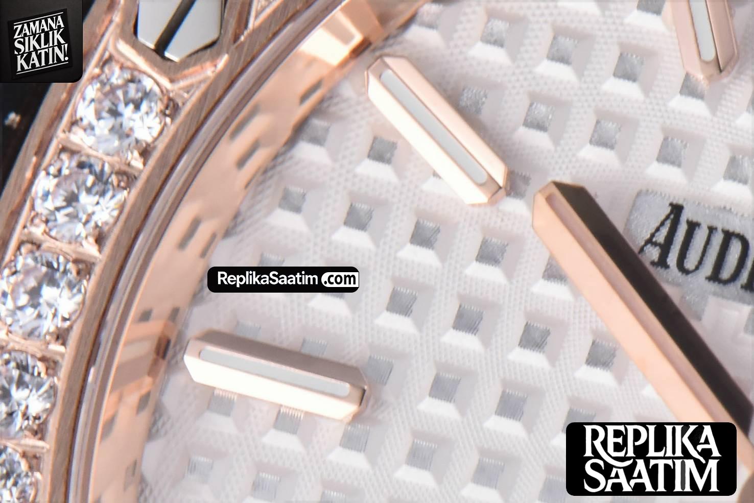 Royal Oak Ladies 67651SR 33mm ZF RG/SS Diamond White Dial RG/SS Bracelet Quartz -06