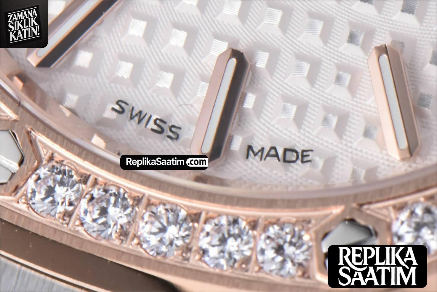 Royal Oak Ladies 67651SR 33mm ZF RG/SS Diamond White Dial RG/SS Bracelet Quartz -08