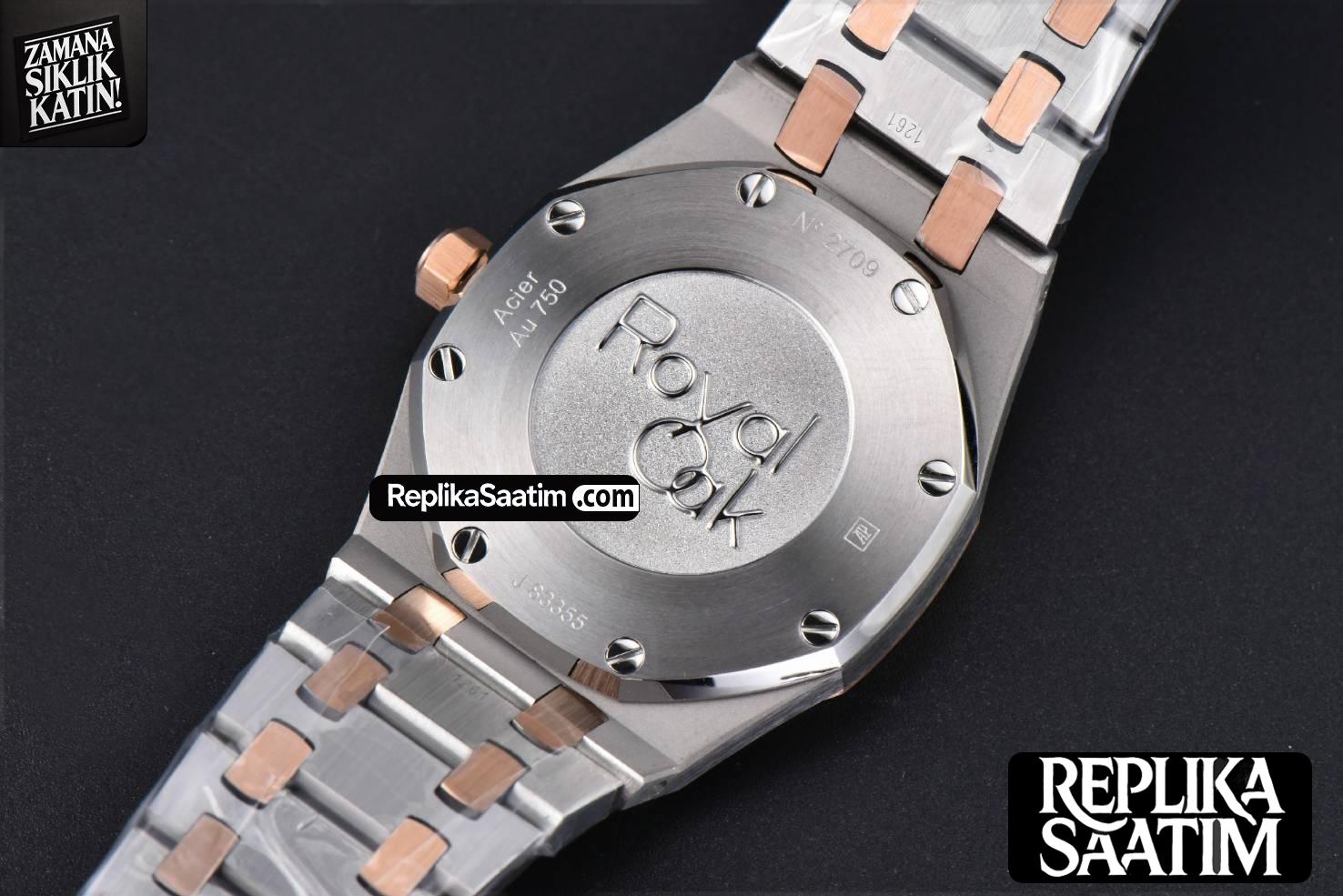Royal Oak Ladies 67651SR 33mm ZF RG/SS Diamond White Dial RG/SS Bracelet Quartz -13