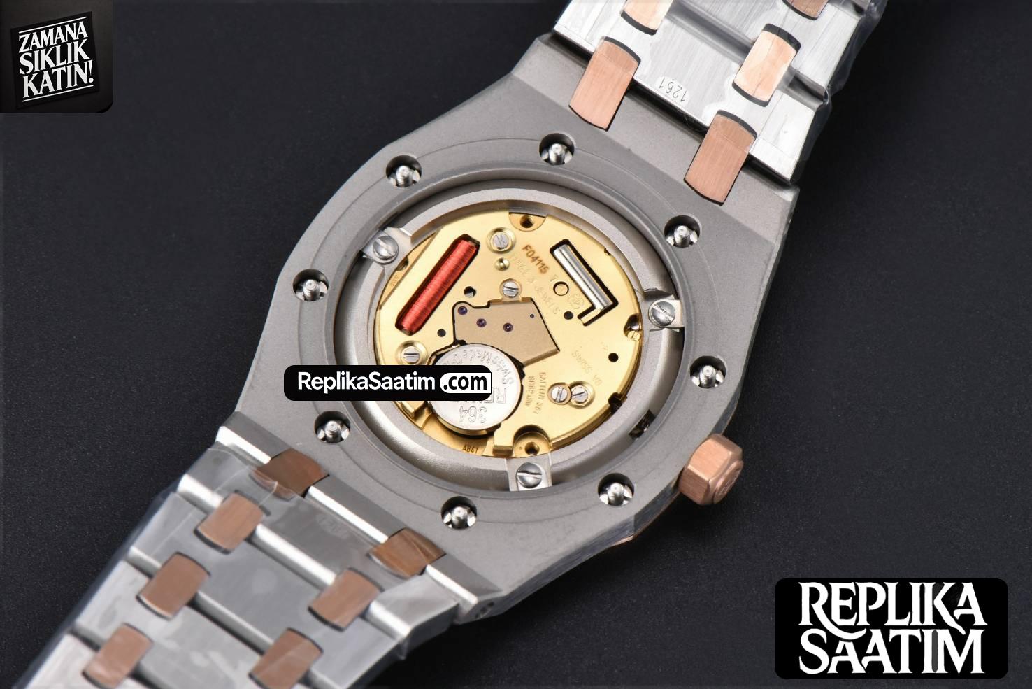 Royal Oak Ladies 67651SR 33mm ZF RG/SS Diamond White Dial RG/SS Bracelet Quartz -15
