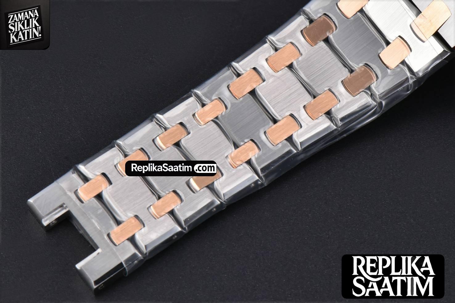 Royal Oak Ladies 67651SR 33mm ZF RG/SS Diamond White Dial RG/SS Bracelet Quartz -21