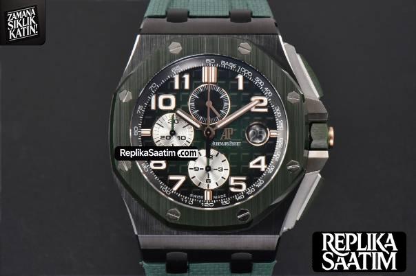 Royal Oak Offshore 26405 44mm RSF Green Dial Silver Subdial Green Rubber Strap A3126 -01