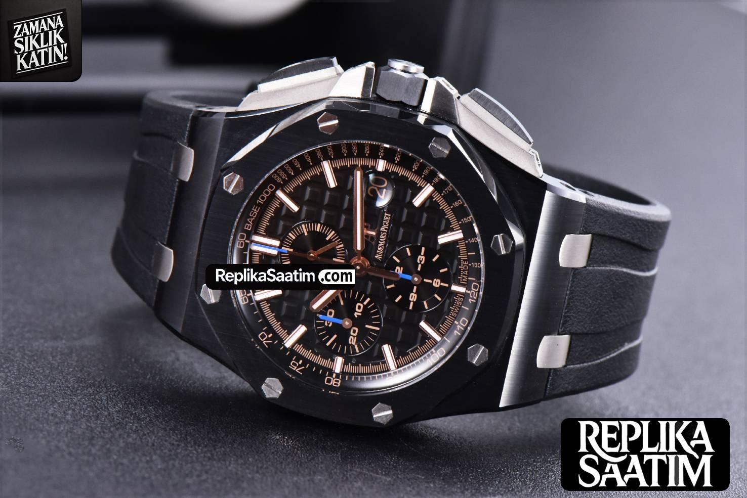Royal Oak Offshore 26405CE 44mm RG JF Black Dial RG Marker Black Rubber Strap A3126 V2 -11