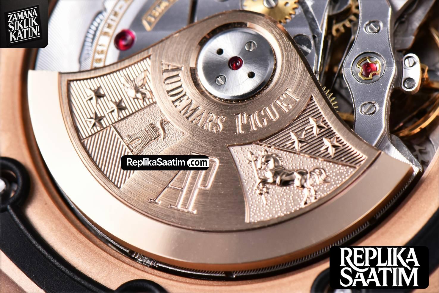 Royal Oak Offshore 26470OR RG JF 44MM YG Dial Black Subdial Black Leather Strap A3126 -20