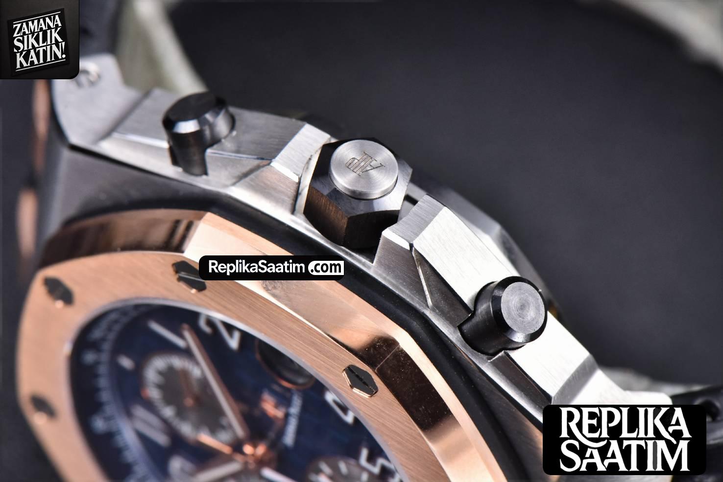 Royal Oak Offshore 26471SR RG JF 44MM Blue Dial Black Leather Strap A3126 -13