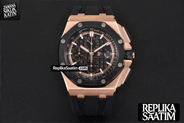 Royal Oak Offshore 44mm RSF RG Black Checkered Dial Black Subdials Rubber Strap A3126 -02