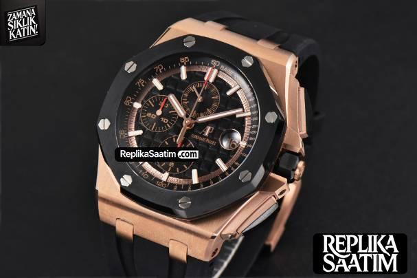Royal Oak Offshore 44mm RSF RG Black Checkered Dial Black Subdials Rubber Strap A3126 -03