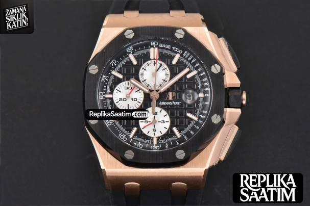 Royal Oak Offshore 44mm RSF RG Black Checkered Dial White Subdial Rubber Strap A3126 -01