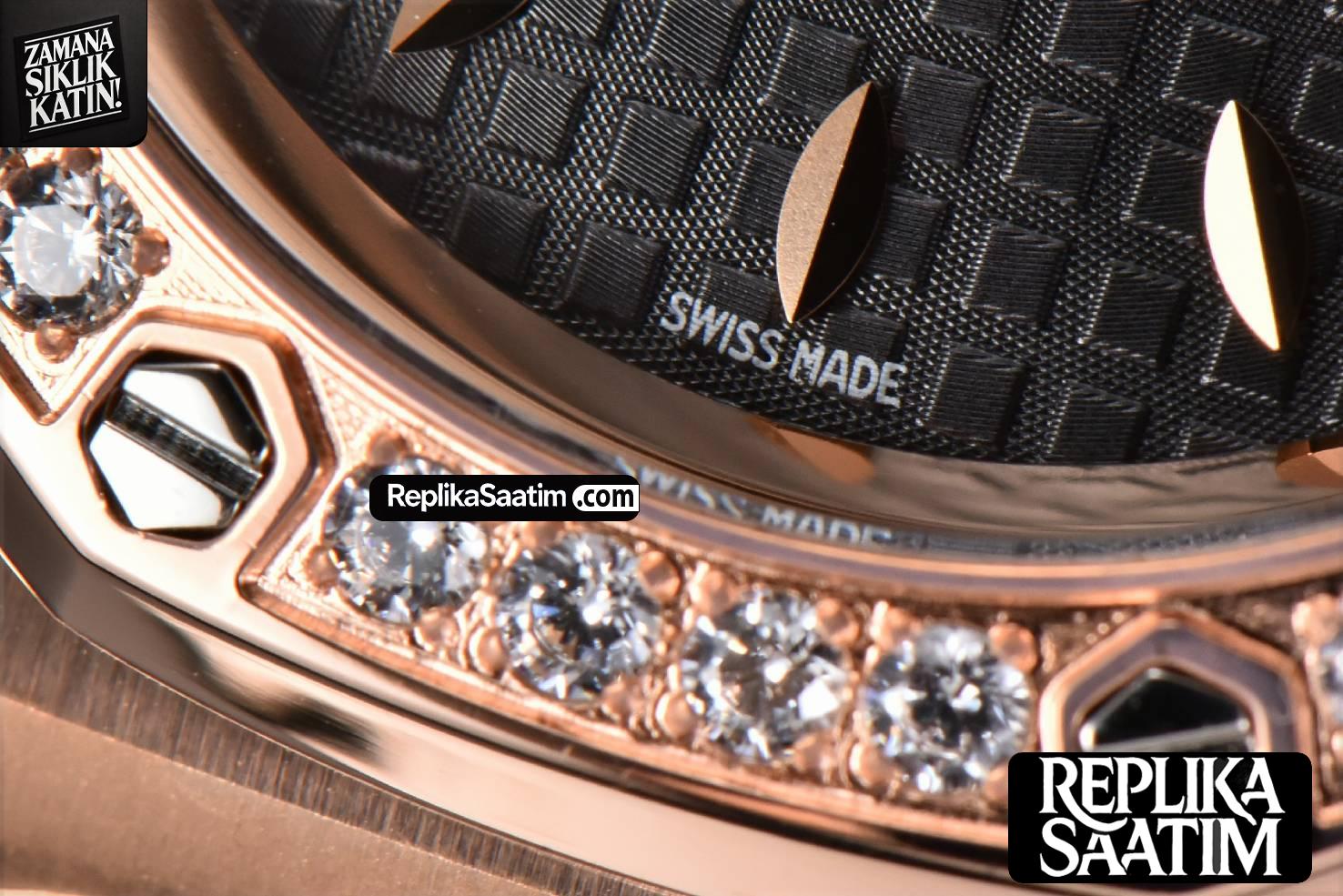 Royal Oak Offshore Ladies 67540SK RXWF Real Diamond Black Rubber Strap Swiss Quartz -06