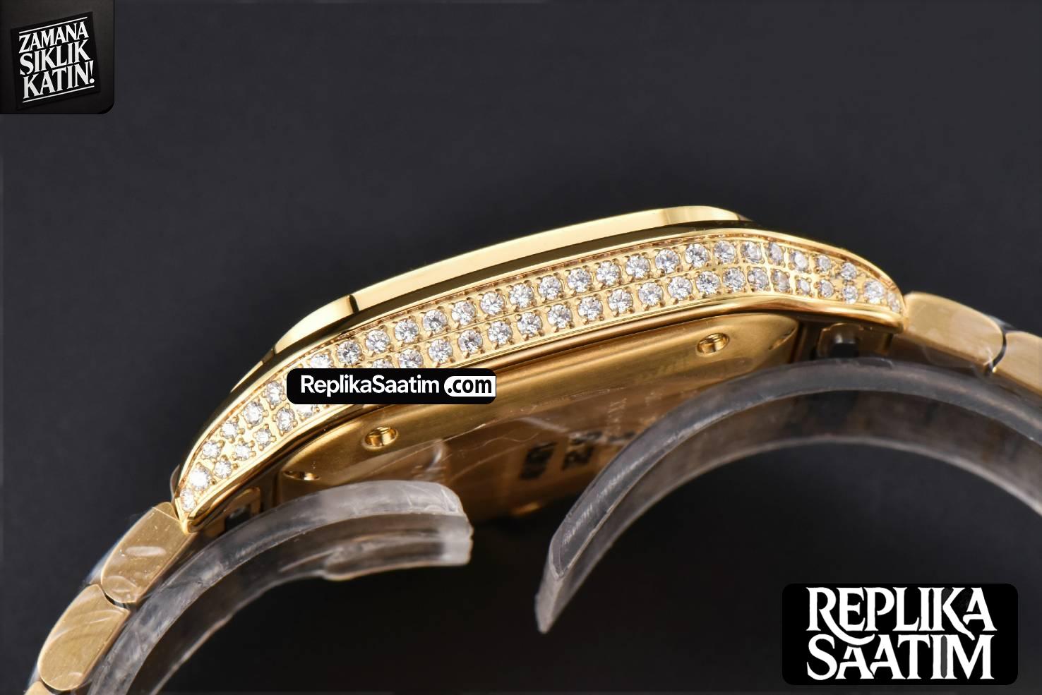 Santos de Cartier Medium 35mm BVF YG Diamond Case White Dial YG Bracelet MIYOTA 9039 -14