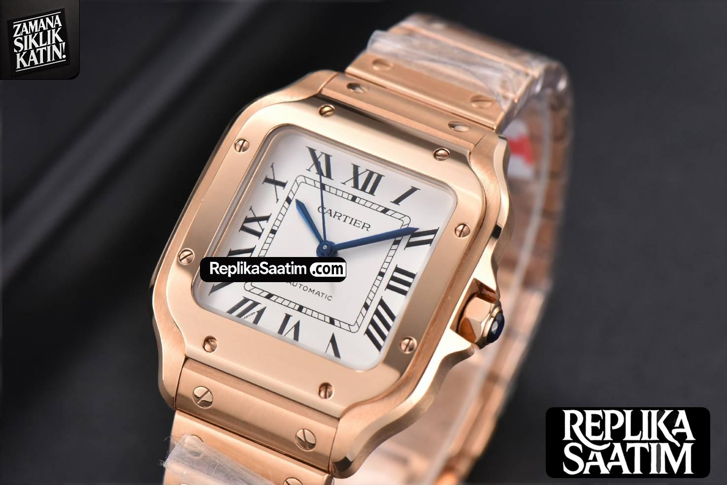 Santos de Cartier Medium BVF 35MM RG White Dial RG Bracelet MIYOTA 9039 -03