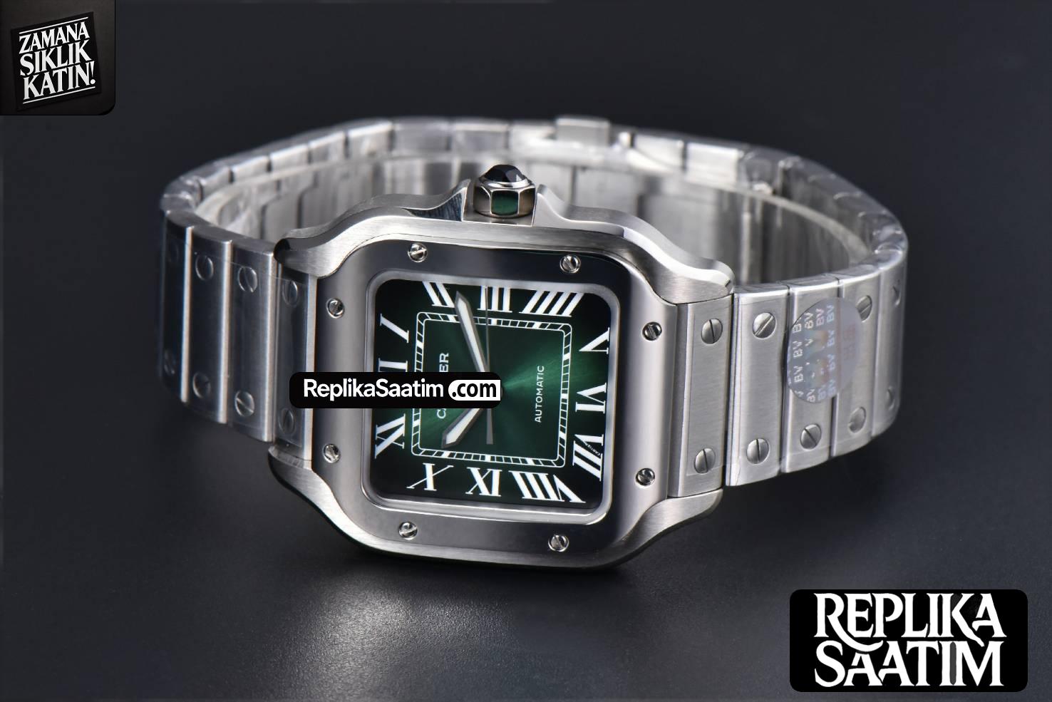 Santos de Cartier Medium SS BVF 35MM Green Dial SS Bracelet MIYOTA 9039 -11