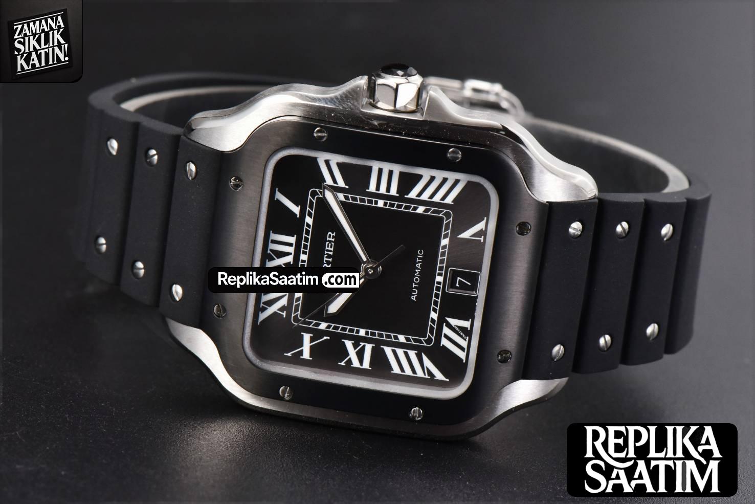 Santos Large 40mm GF Black Dial Black Rubber Strap MIYOTA 9015 -11