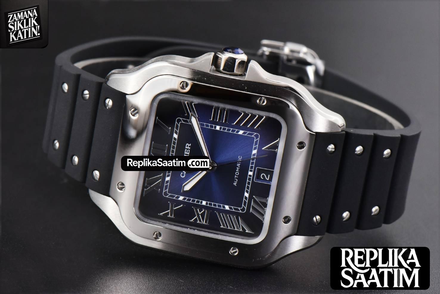 Santos Large 40mm GF Blue Dial Black Rubber Strap MIYOTA 9015 -10