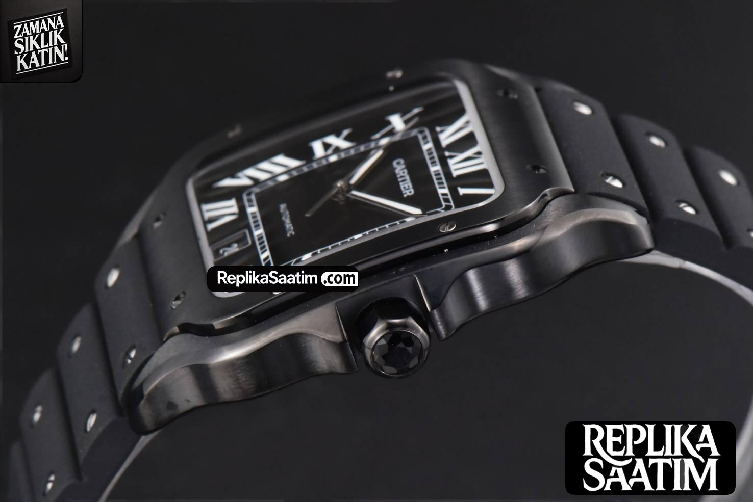 Santos Large 40mm PVD GF Black Dial Black Rubber Strap MIYOTA 9015 -09