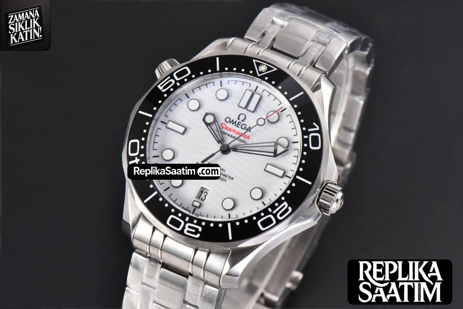 Seamaster Diver 300M 42mm ZF Black Ceramic White Dial SS Bracelet A8800 -03