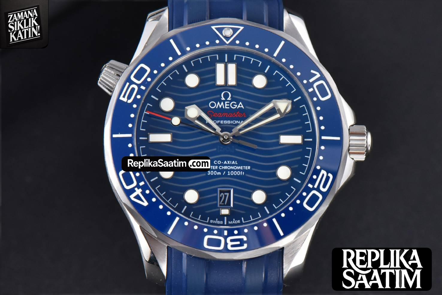 Seamaster Diver SS 300M VSF 42MM Blue Dial Rubber Strap A8800 -01