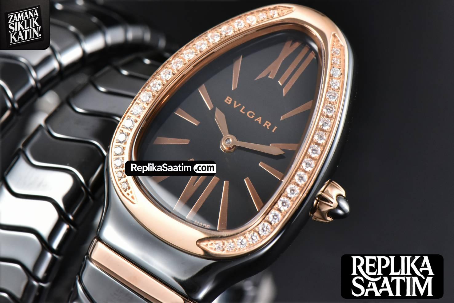 Serpenti Spiga RG 35MM BVF Polycyclic Black Ceramic Black Dial Diamond Bezel Quartz -02