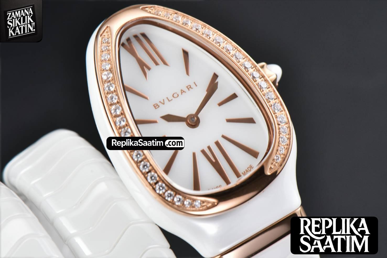 Serpenti Spiga RG 35MM BVF Polycyclic White Ceramic White Dial Diamond Bezel Quartz -08