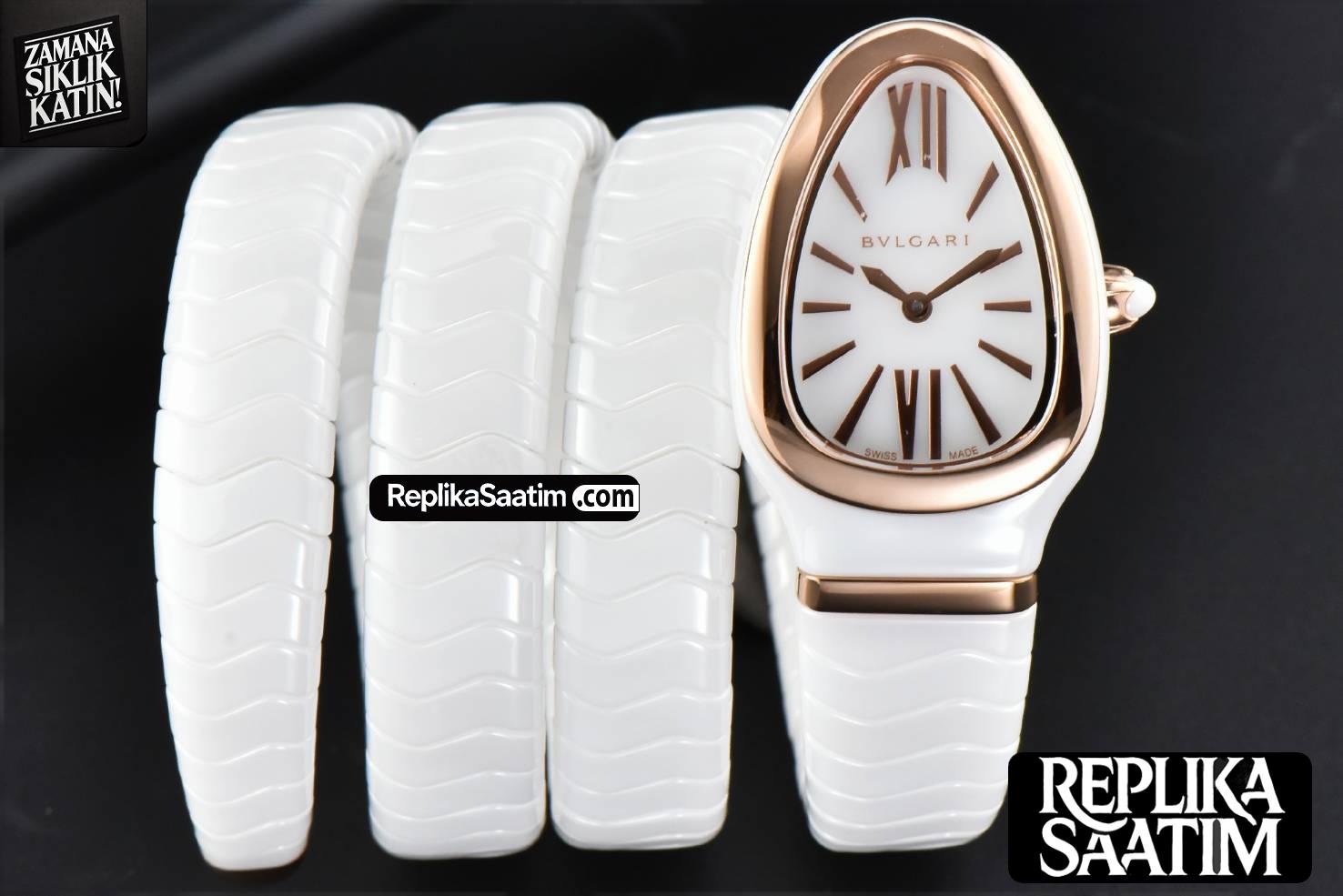 Serpenti Spiga RG 35MM BVF Polycyclic White Ceramic White Dial Quartz -01