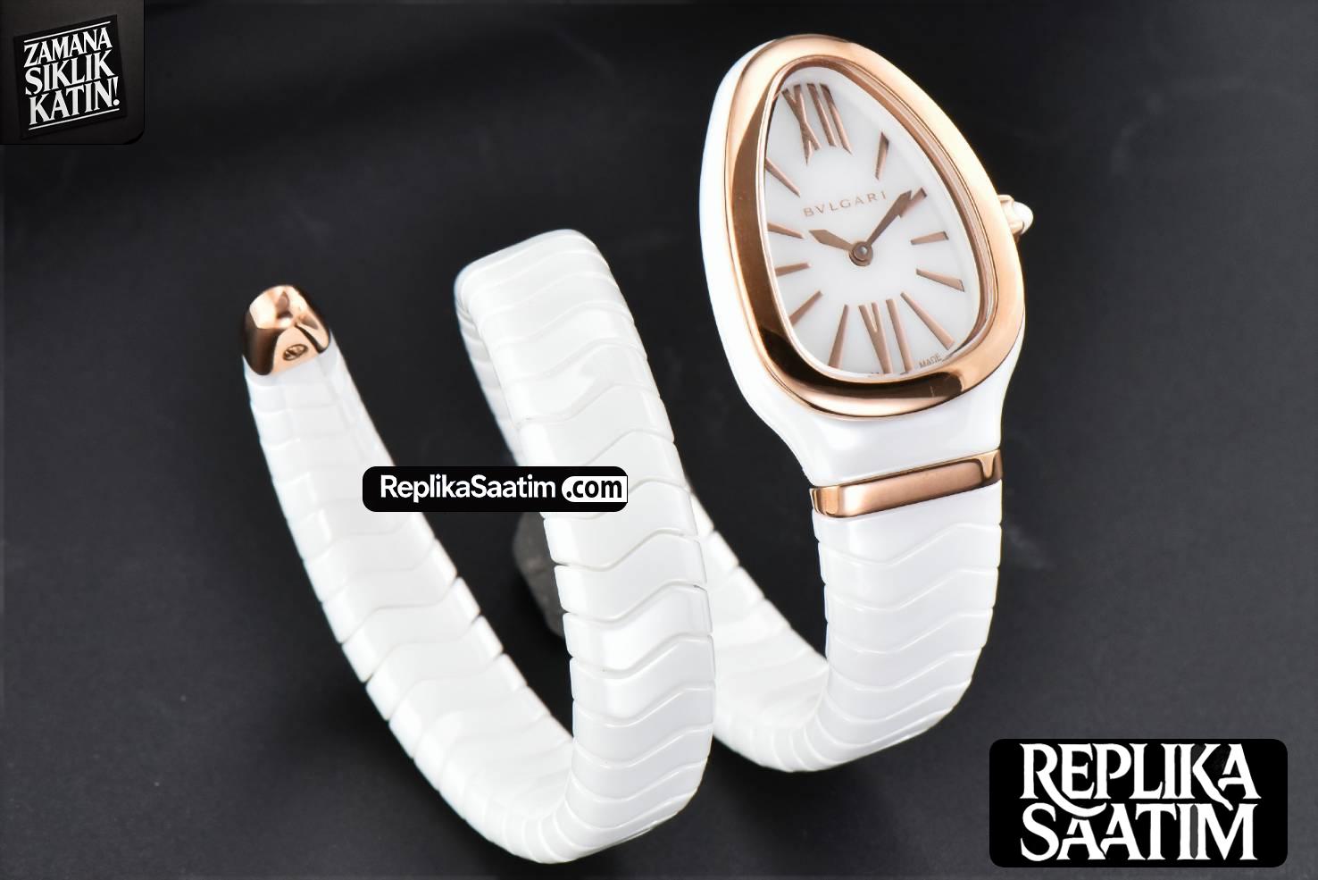 Serpenti Spiga RG 35MM BVF White Ceramic White Dial Quartz -07
