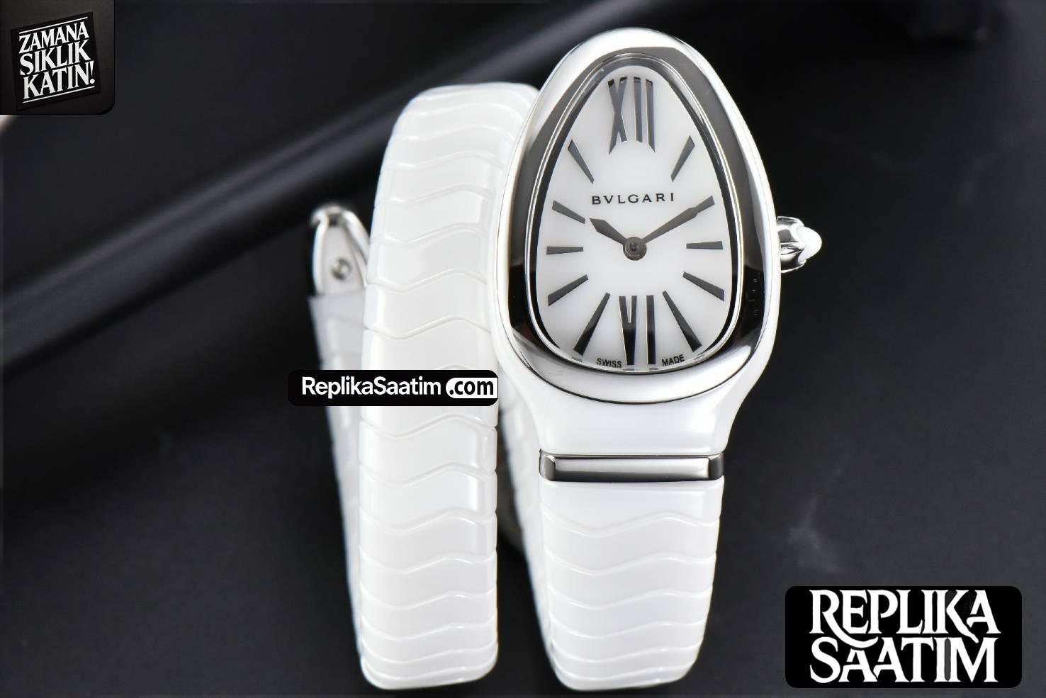 Serpenti Spiga SS 35MM BVF White Ceramic White Dial Quartz -01