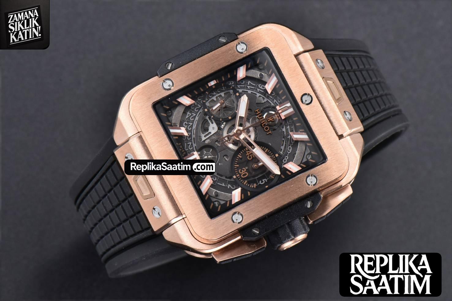 Square Bang Unico 42mm BBF RG Skeleton Dial Rubber Strap A1280 -03