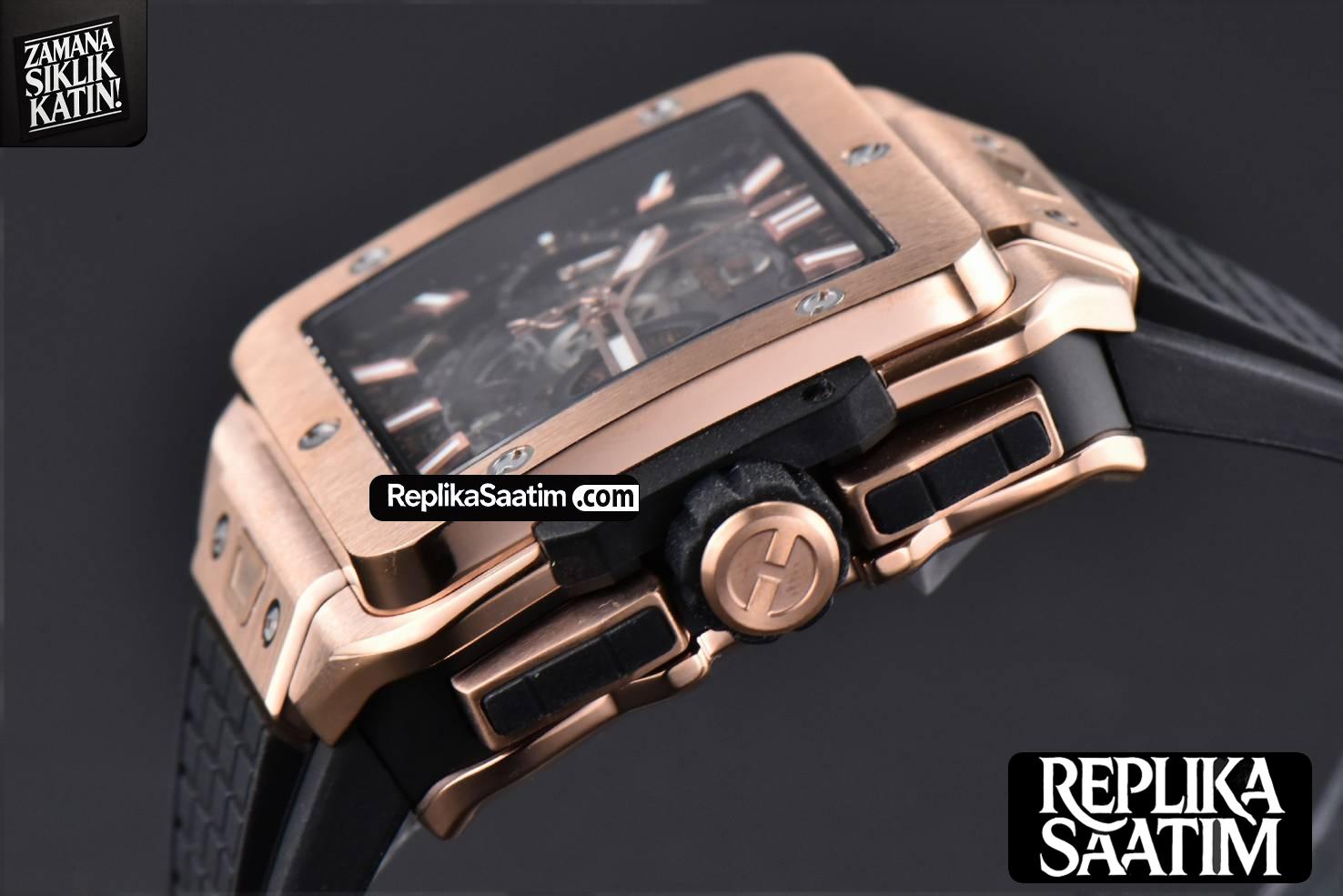 Square Bang Unico 42mm BBF RG Skeleton Dial Rubber Strap A1280 -06