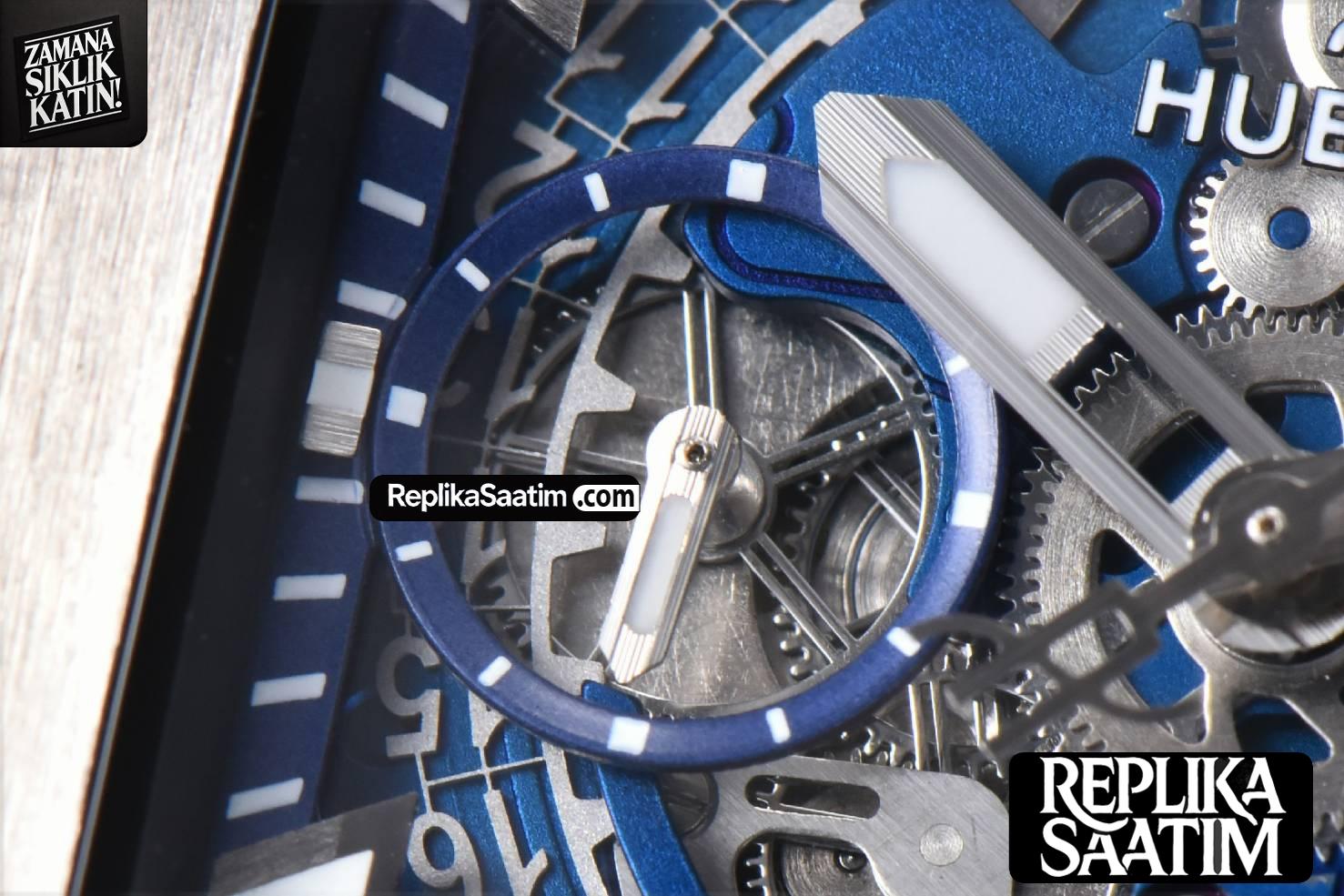 Square Bang Unico 42mm  BBF Titanium 1 Blue Skeleton Dial on Blue Rubber Strap A1280 -05