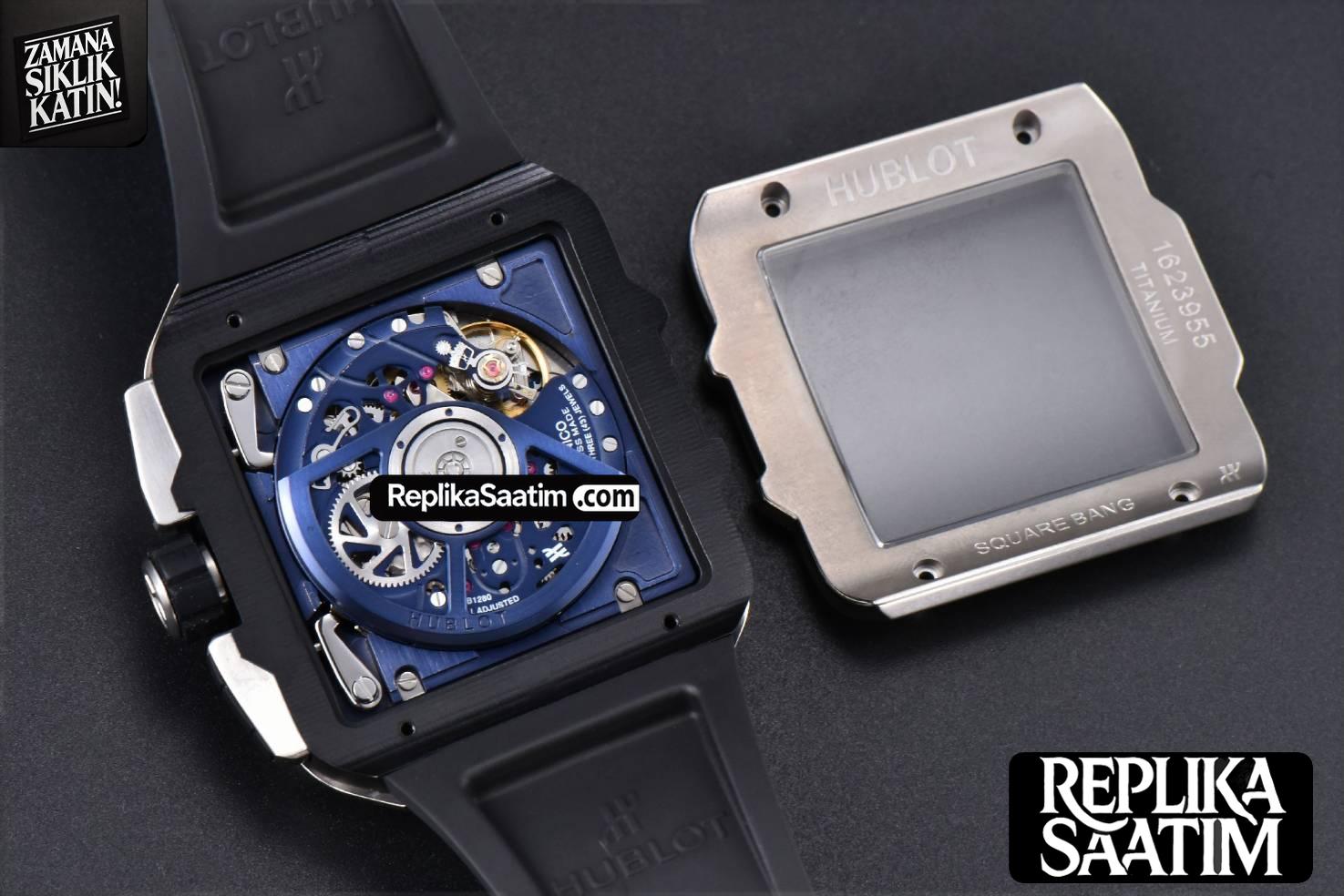Square Bang Unico 42mm  BBF Titanium 1 Blue Skeleton Dial on Blue Rubber Strap A1280 -20