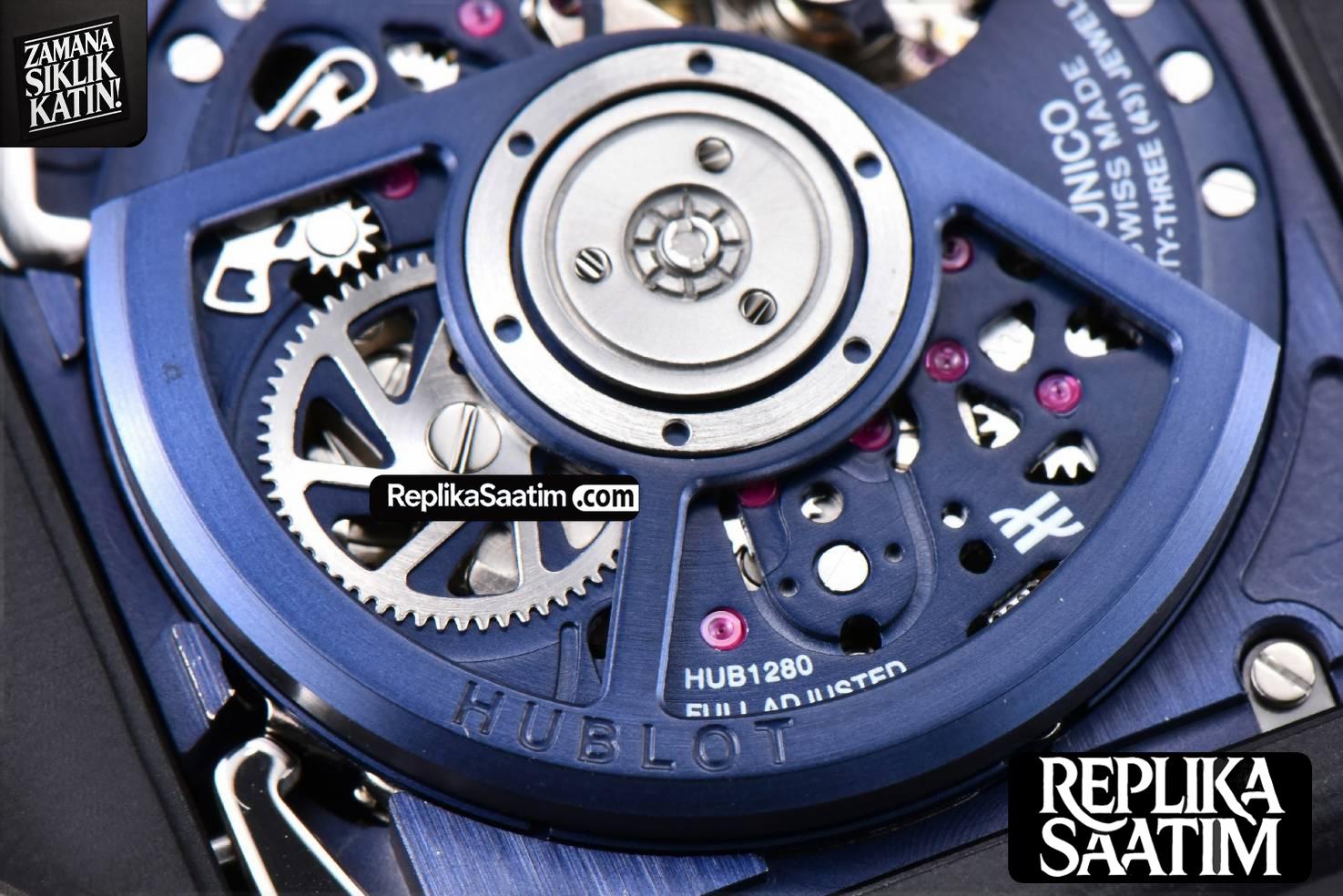 Square Bang Unico 42mm  BBF Titanium 1 Blue Skeleton Dial on Blue Rubber Strap A1280 -22