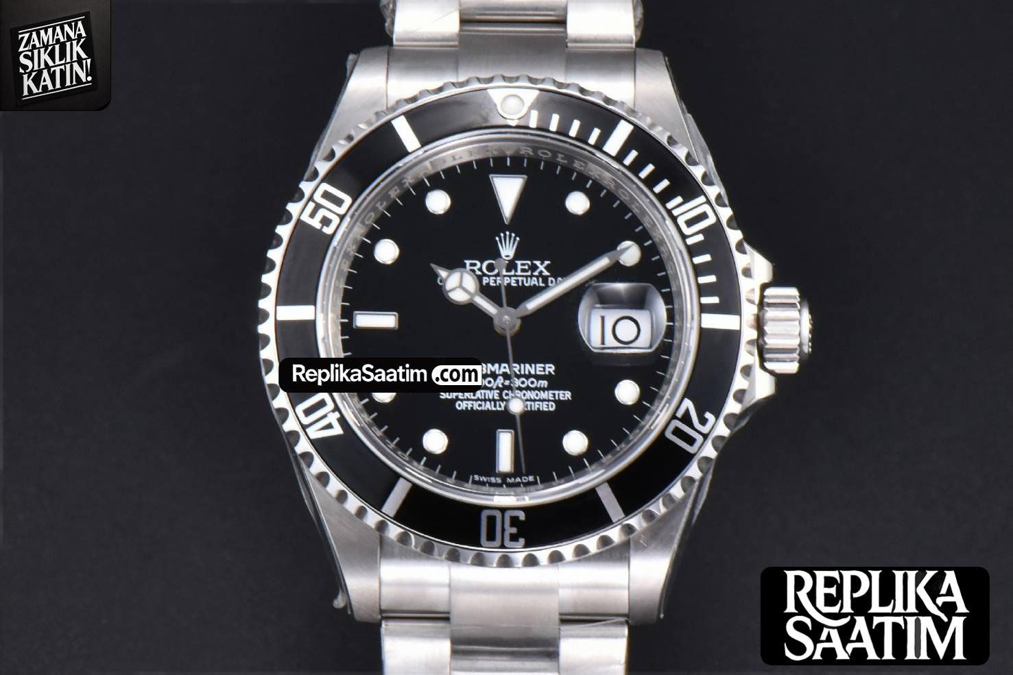 Submariner 16610 LN Black Bezel 904L 40MM RAF SS Bracelet SH3135 Rehaut -02