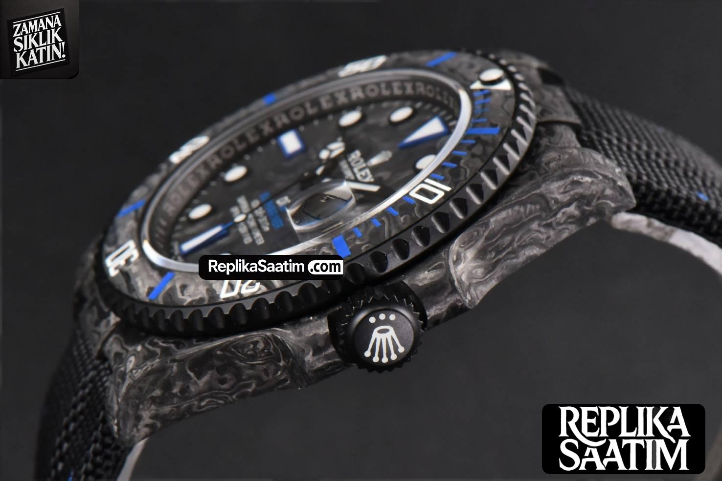 Submariner 40mm DIW VSF Forged Carbon Blue Element Nylon Strap VS3135 -11